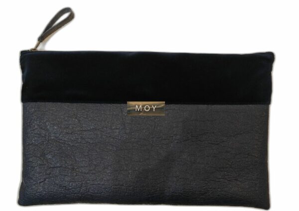 Pochette Ordinateur bleu marine en velours et fibre d’ananas Piñatex (17 Pouces)